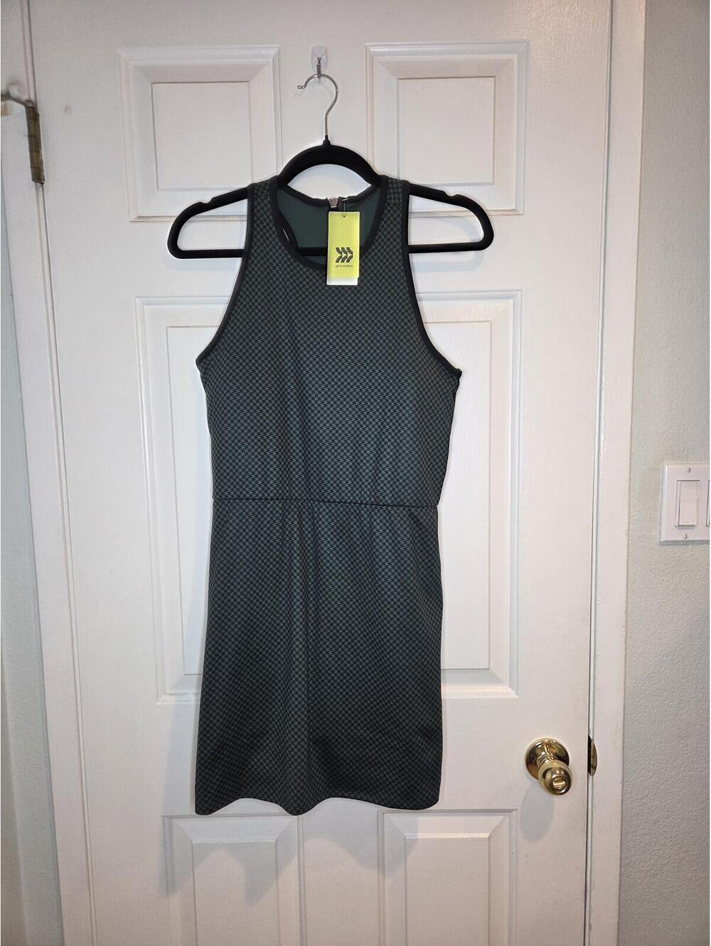 All in Motion Women's Medium Sleeveless Active Dress Black Green Houndstooth